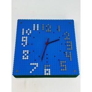 Lego Wall Clock Blue 10" X 10"  Handmade